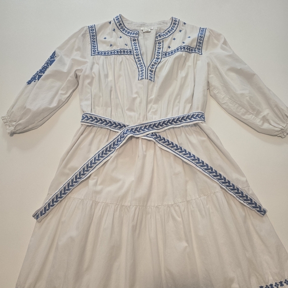 Shoshanna Leilani Dress Cotton Hourglass V-neck 3/4 sleeves Size 12 - Picture 2 of 13